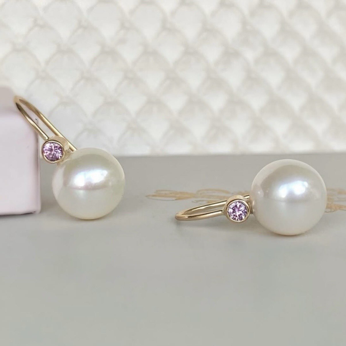 Pearl & Pink Sapphire Earrings