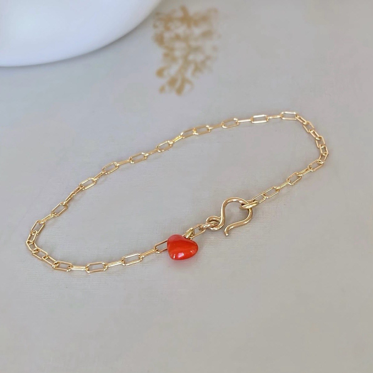 Coral Heart Bracelet