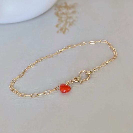 Coral Heart Bracelet