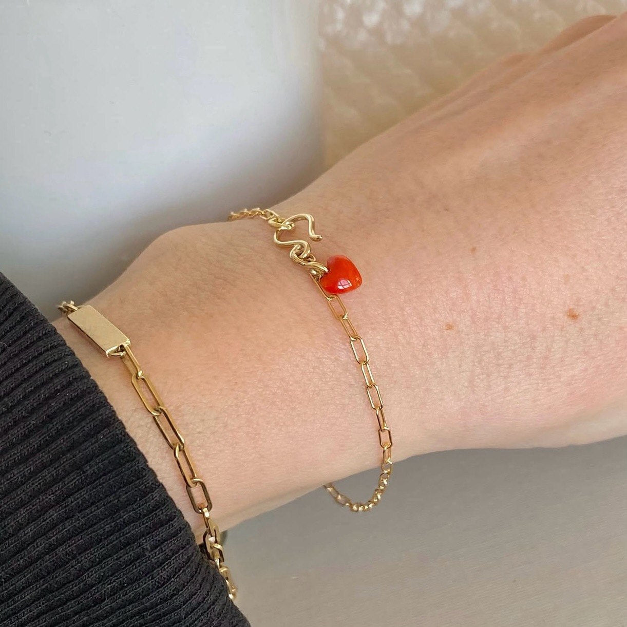 Coral Heart Bracelet