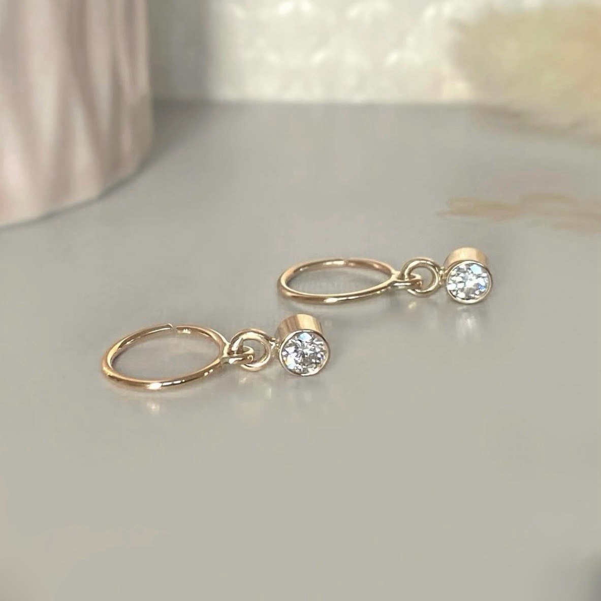Diamond Dangling Hoops