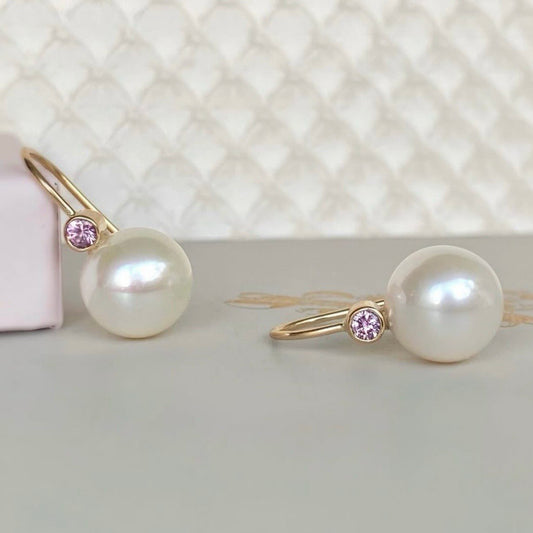 Pearl & Pink Sapphire Earrings