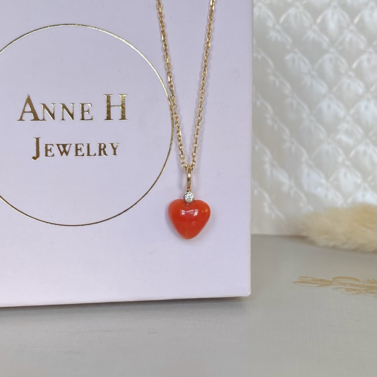 Diamond Coral Heart Pendant