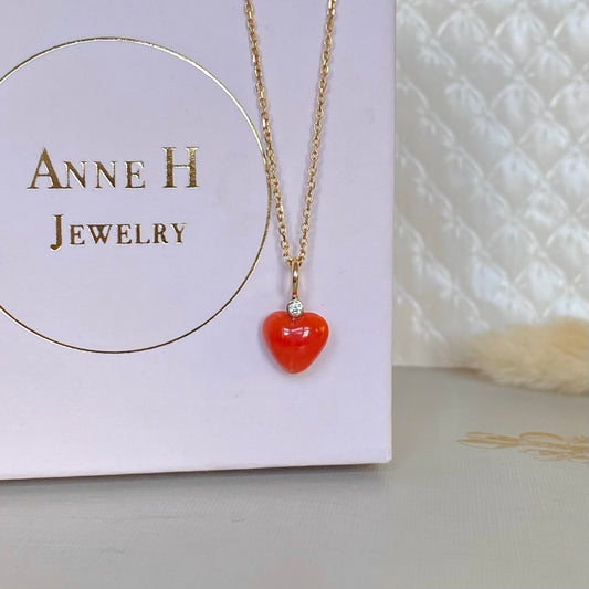 Diamond Coral Heart Pendant