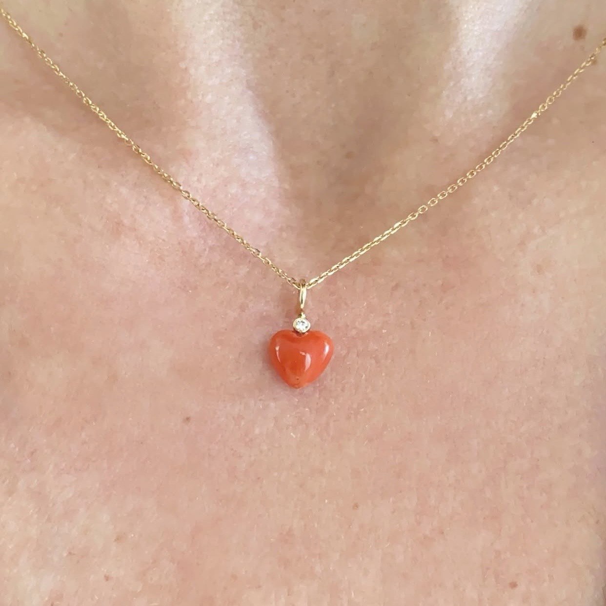 Diamond Coral Heart Pendant