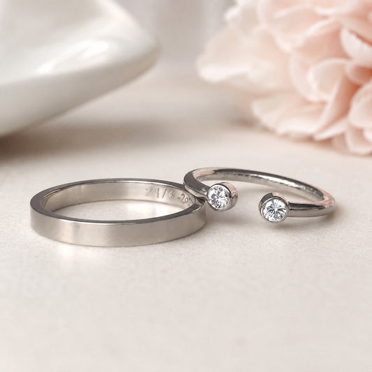 Minimalist White Gold Wedding Rings